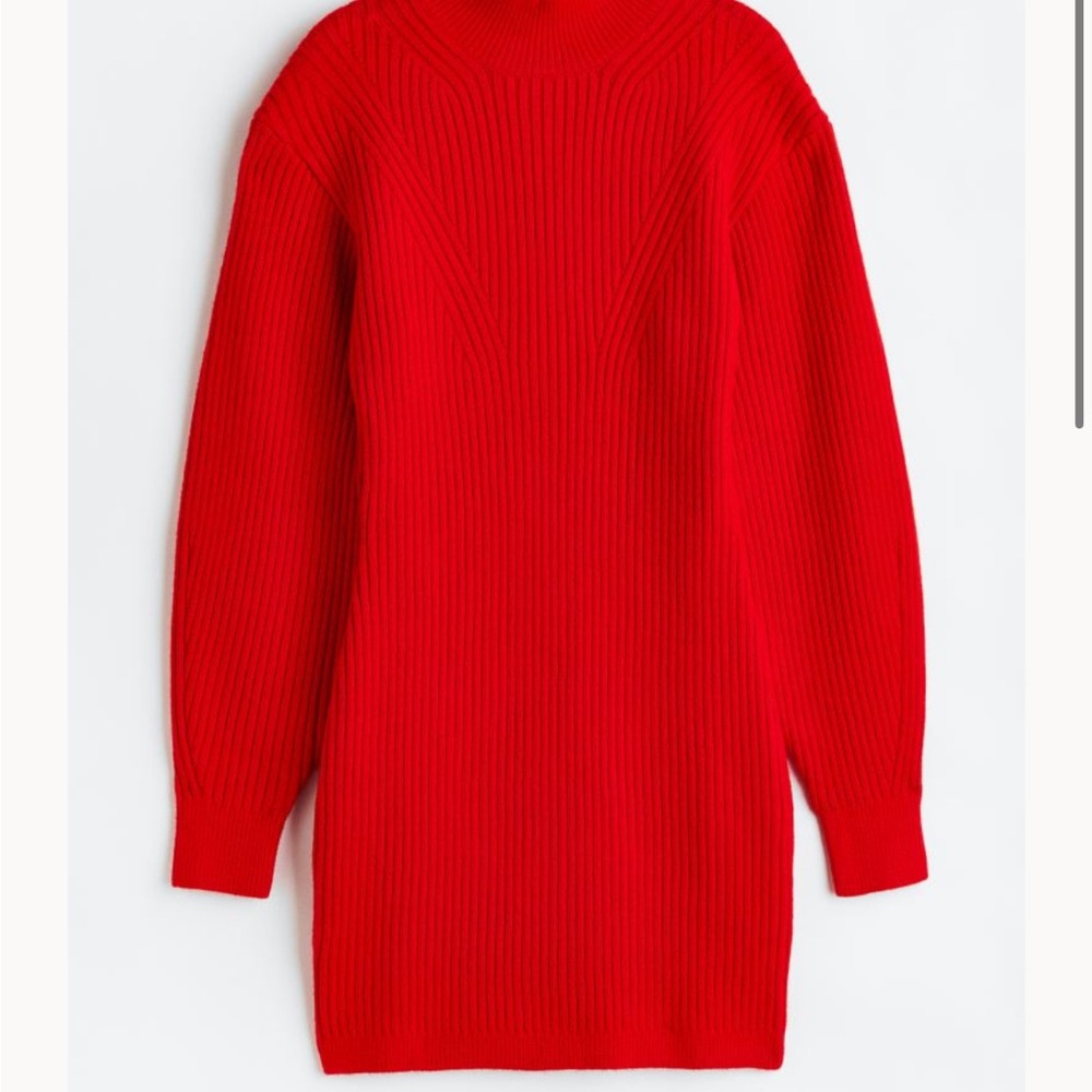 H&M Red mock neck sweater dress